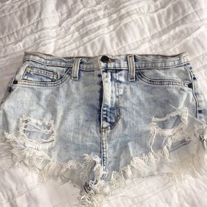 Light washed denim shorts